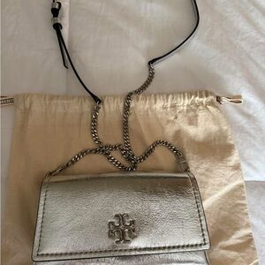 Tory Burch Metallic Silver Crossbody Bag
